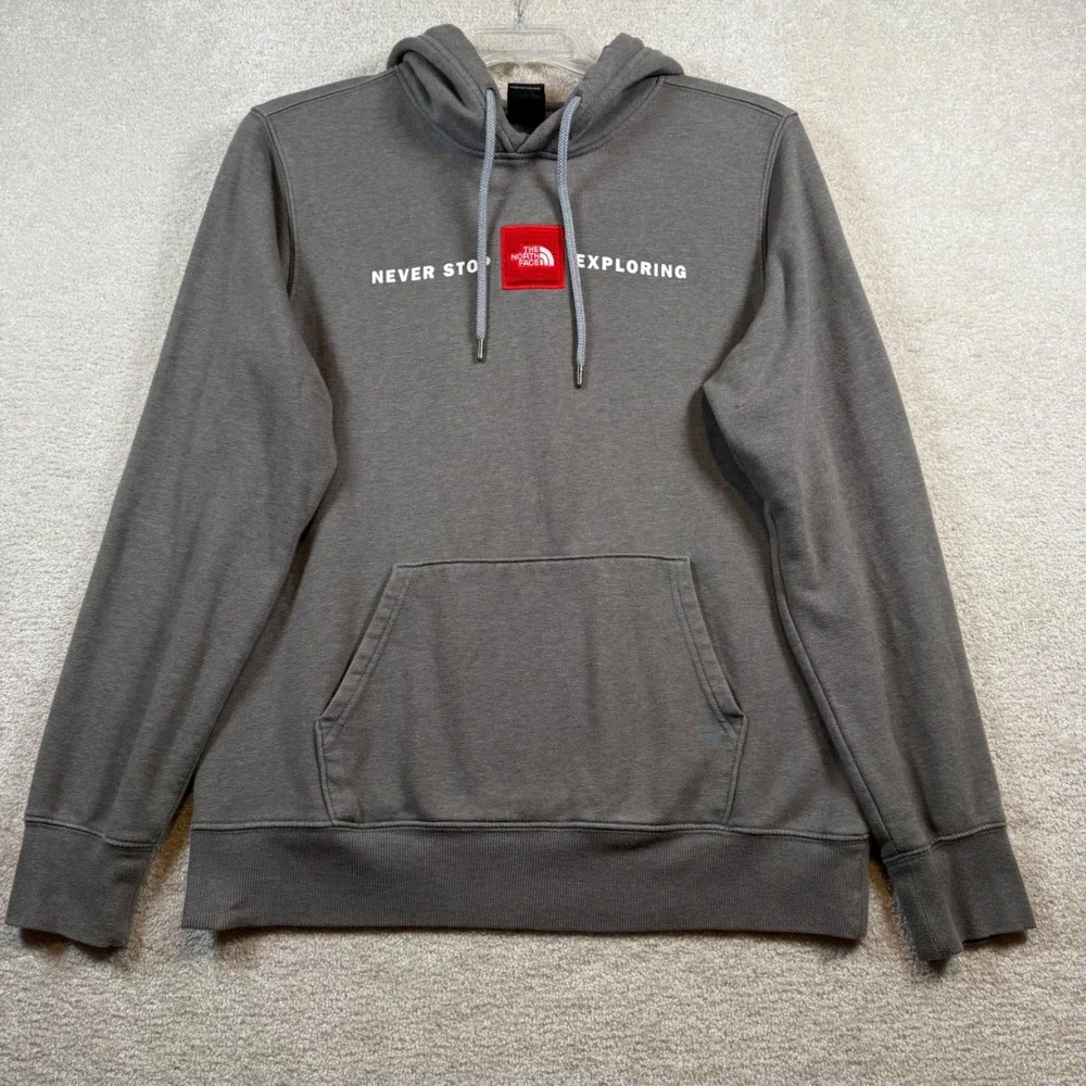 The North Face Hoodie Mens Medium Grey Never Stop Exploring Pullover Sweatshirt